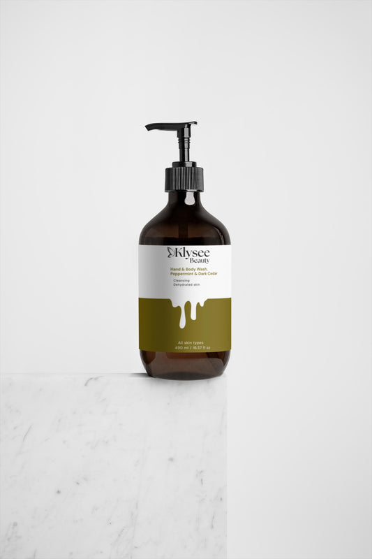 Bottle of Khyee Body Wash on a white background