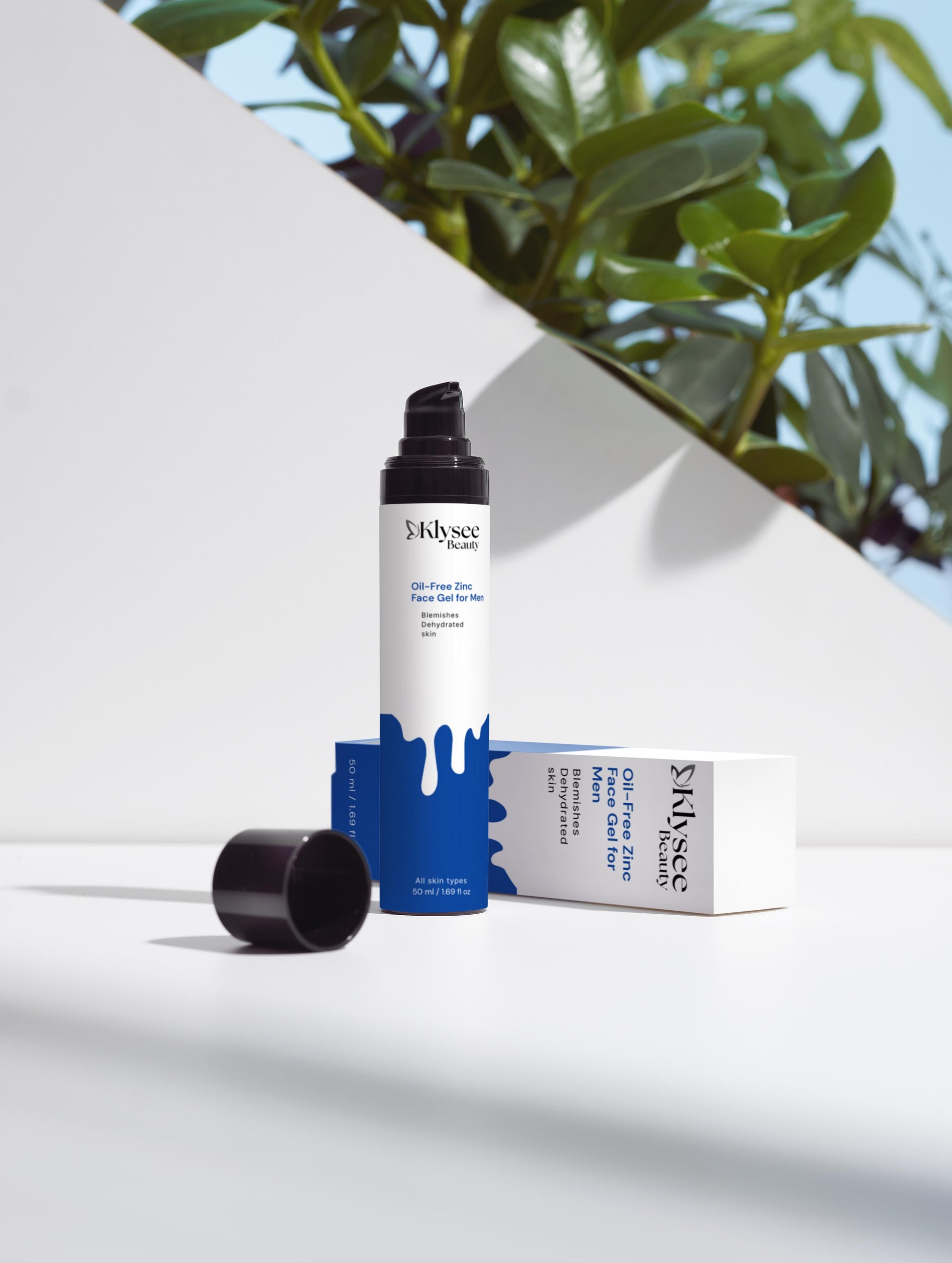 A flatlay arrangement of aloe vera and mineral zinc representing the natural and vegan ingredients in the formula.