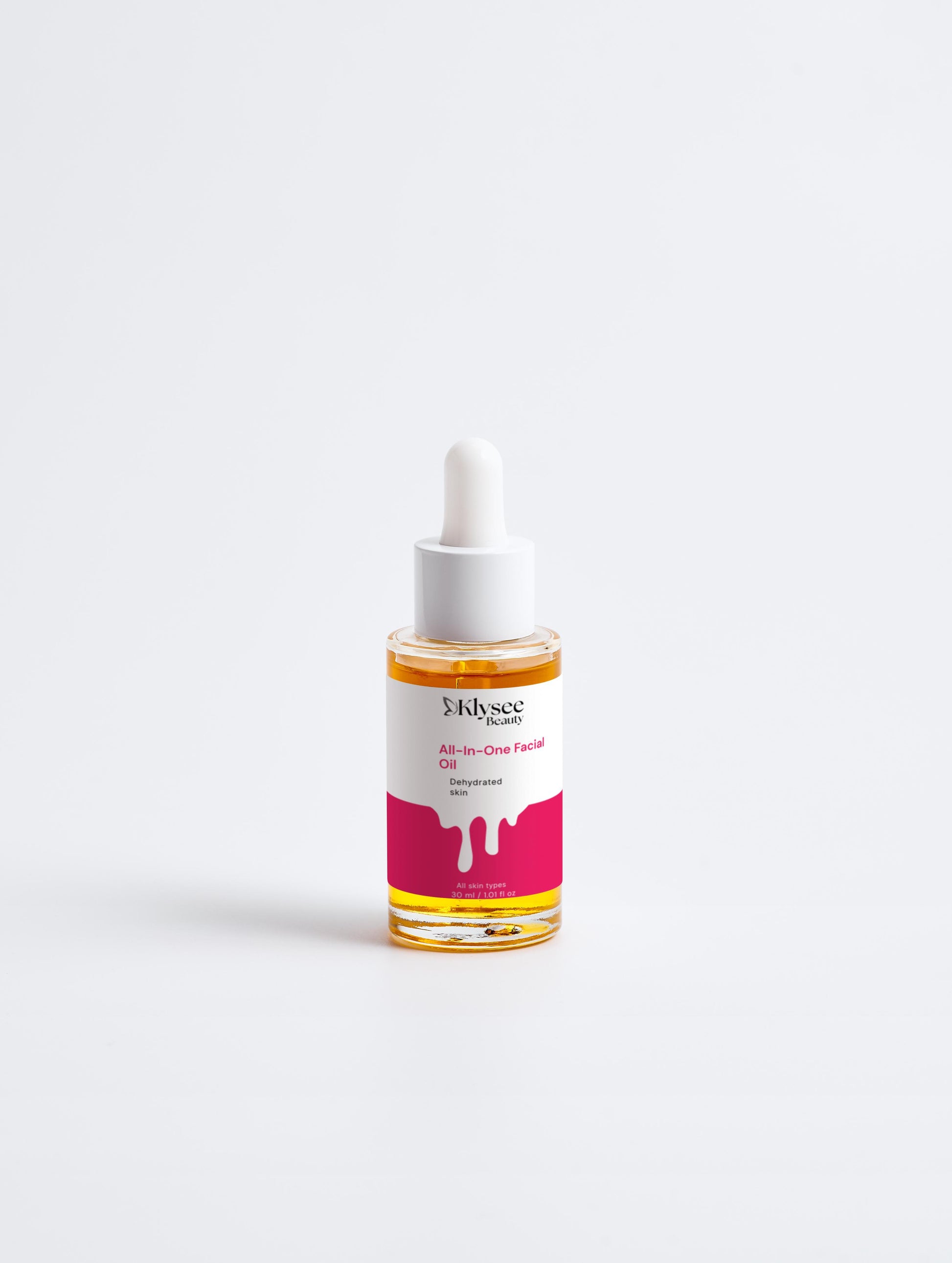 klysee skincare dropper bottle on a white background