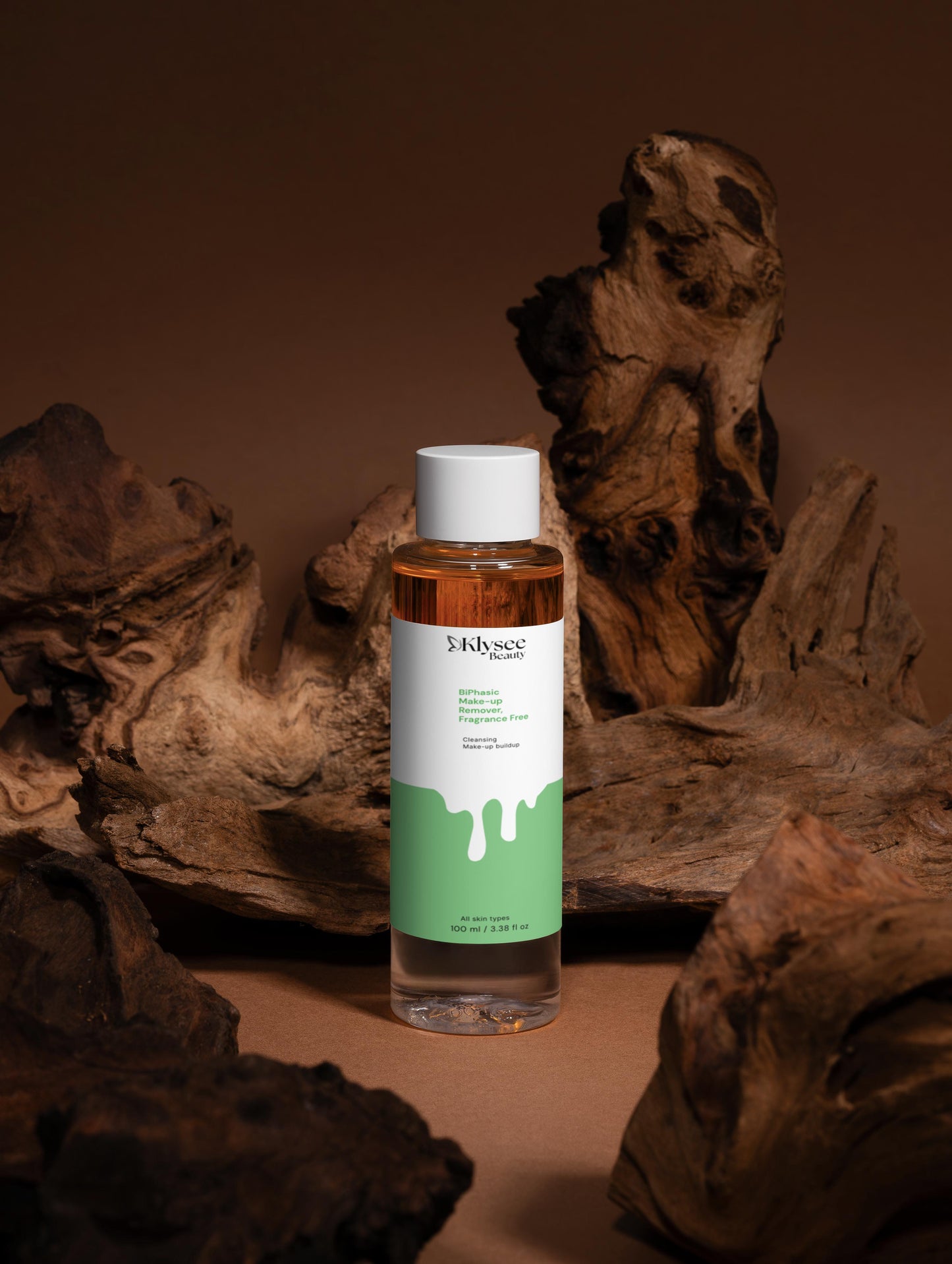 A close-up of clean, refreshed skin after using Klysee Bi-Phasic Make-up Remover to remove stubborn makeup buildup.