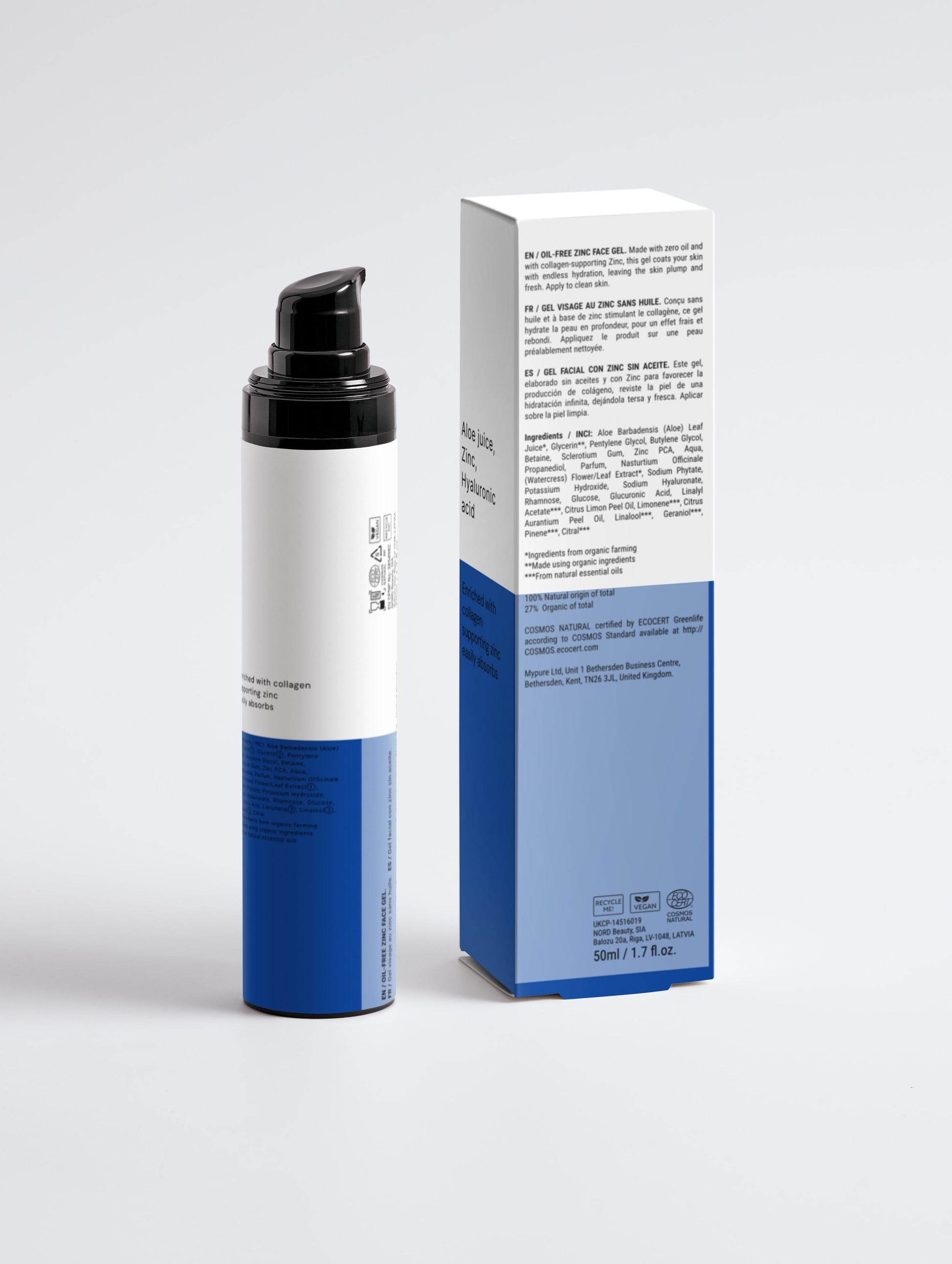 Close-up view of the clear, lightweight, and oil-free gel consistency of the Klysee face moisturizer.